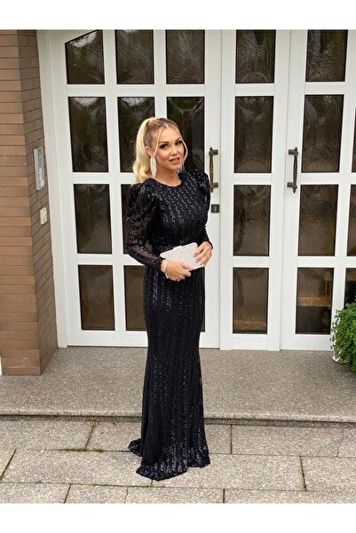 Sultan Ekşioğlu Tasarımı Kemerli Balık Payet Abiye Elbise