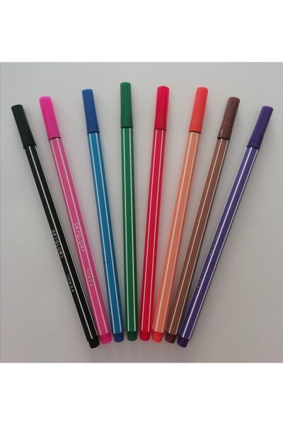 EMİR KIRTASİYE Fineler 0.4 Ince Uçlu Başlık Keçeli Kalem 8'li Set
