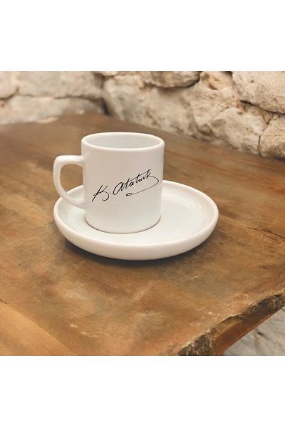 D&Y GAUDERY Ataturk Signed 2 Piece Coffee Cup Set - Turkish Coffee Cups