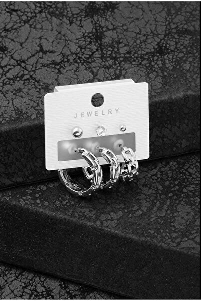 ZENİTH Kadın Vıp Paslanmaz 6’lı Silver Halka Küpe