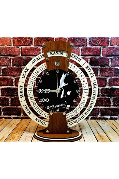 Special hediye Ahşap Sonsuz Takvimli Maya Saati Atatürk 09.05 Temalı