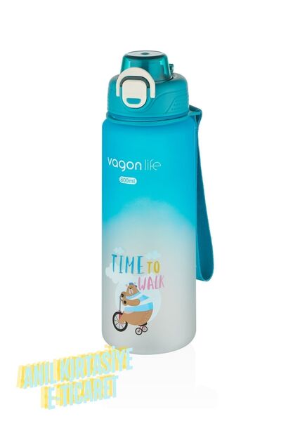 Vagonlife 800 ml Figürlü Su Matarası Çift Kullanım Pipetli Ve Rahat İçim Stic...