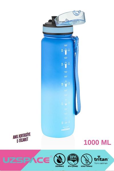 Uzspace 1000ml Large Size Motivational Water Bottle - Double Color Softtouch Tritan Water Bottle