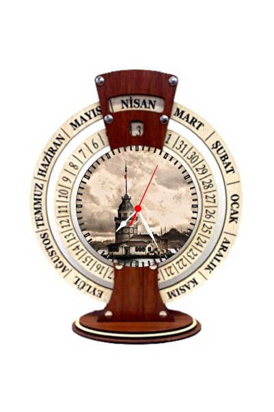 Hediyenibuldun Kız Kulesi Ahşap Maya Takvimli Saat