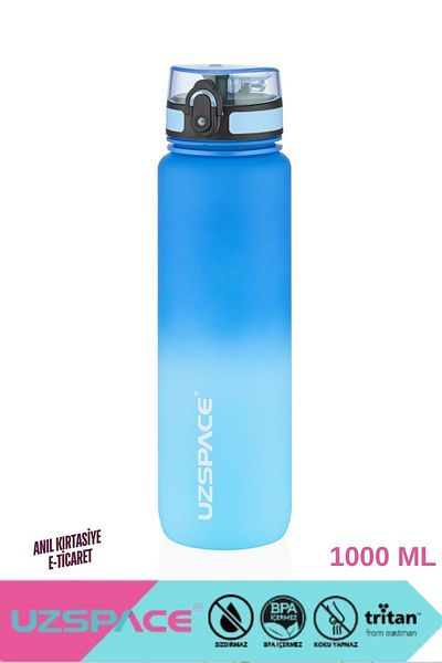 Uzspace 1000ml Large Size Motivational Water Bottle - Double Color Softtouch Tritan Water Bottle