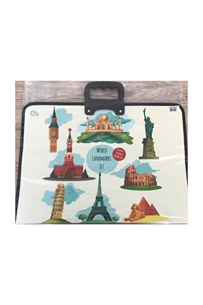 Südor Proje Çantası 35x50 Fermuarlı Baskılı Karma Renkler