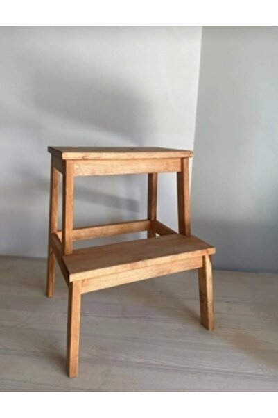 Nesrin Basamaklı Ahşap Tabure Cilasız