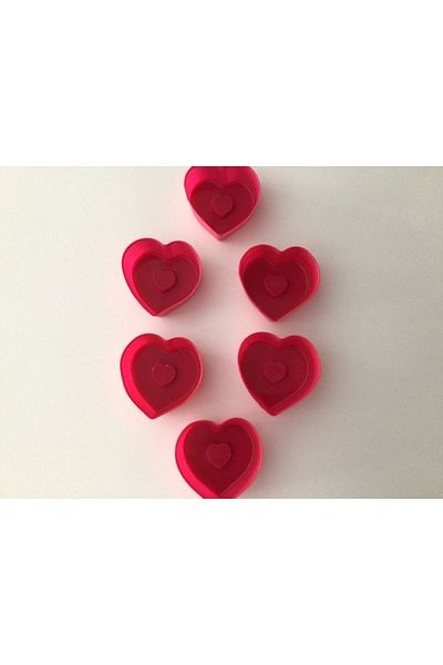PİNK ROSE Bybirgül Red 18 Pieces Mini Silicone Heart Cake Mold, Muffin Mold 18 Pieces