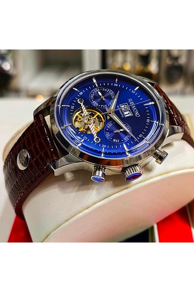 Raymond Men's Automatic Wristwatch - Brown Navy Blue