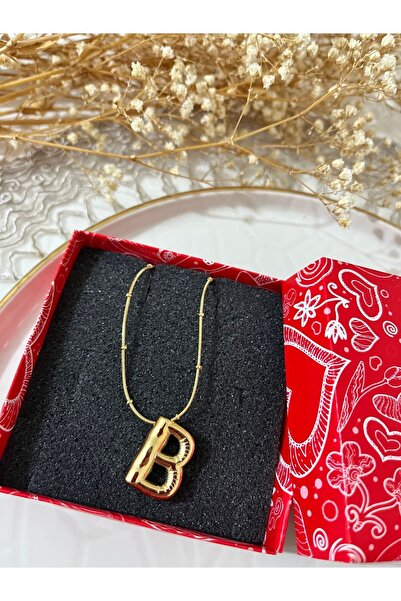 ZERDE Balon harf model B harfli çelik kolye