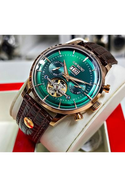 Raymond Men's Automatic Wristwatch - Brown Green