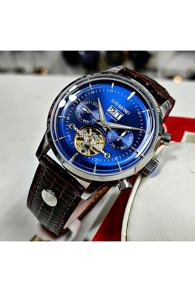 Raymond Men's Automatic Wristwatch - Brown Navy Blue