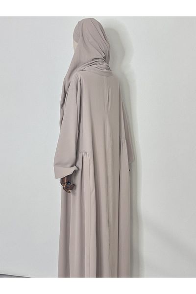 R&S modibone Medina Silk Fabric Stone Color Hijab Φαρδύ φόρεμα - Κατάλληλο για Hajj και Umrah