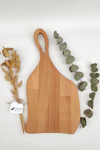 NOBLERAVEN DESIGN Natural Wood Cutting and Serving Board, Beech Wood