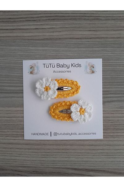 Accessories Πλεκτό χειροποίητο μωρό και παιδί με φιγούρα Daisy - Σετ αγκράφα 2 τεμαχίων