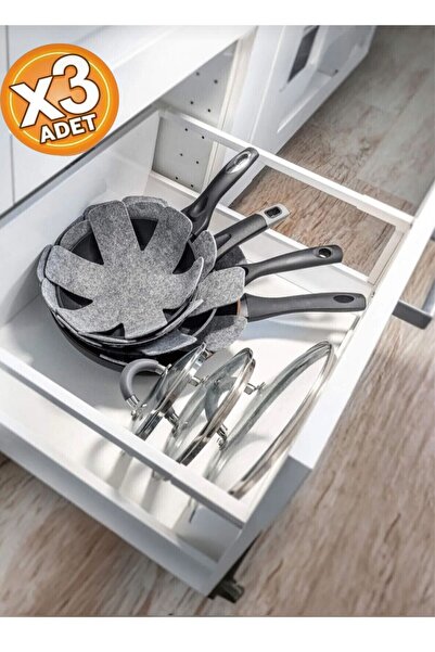 EUROLUXE 3 Adet Kalın Tava,Tencere Ve Bor Cam Koruyucu Düzenleyici Çizdirmez ...