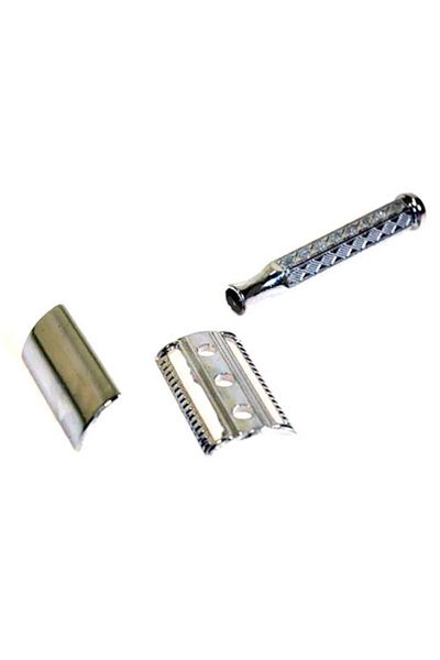 efmues Stainless Chrome Razor and 10 Derby Razors