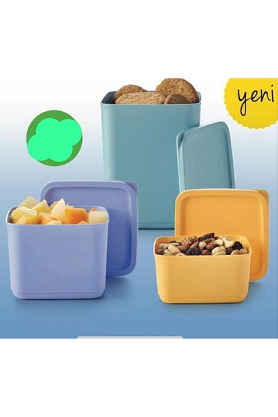 Tupperware CUBIC SQUARE STORAGE BOWL 3 PIECES