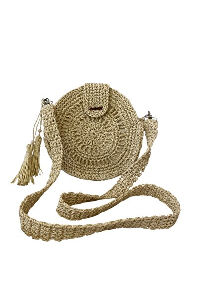 Kybele Handmade Ekru Makaron Hasır Çanta