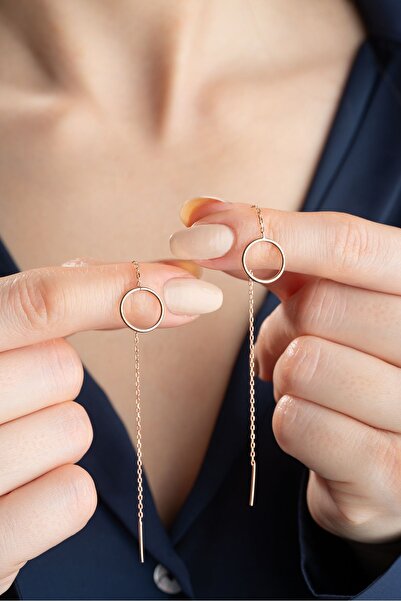 Silvano Jewelry 925 Ayar Gümüş Zincirli Halka Küpe