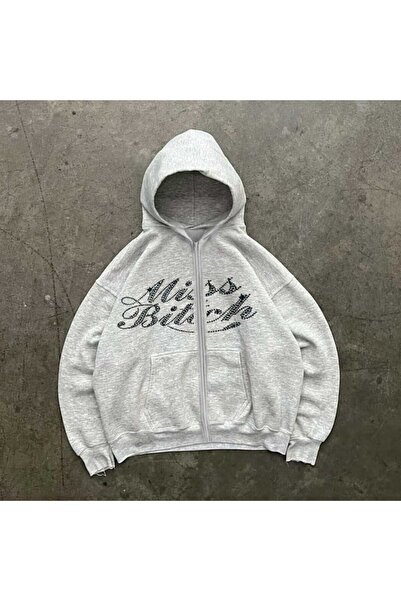 MAYDAY CULTURE Gri Kapşonlu Kadın Erkek Fermuarlı Ceket