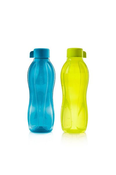 Tupperware زجاجة مياه إيكو بوتل بلون أزرق بحري وليمون 750 مل، قطعتين