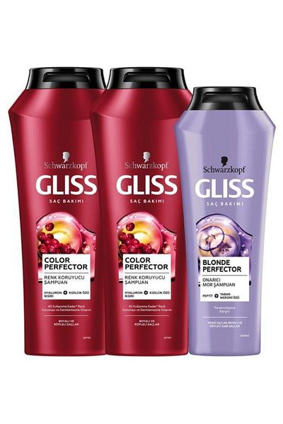 Gliss Color Protection Perfector Shampoo - 500 ml X 2 Pcs + Blonde Perfector 250 ml