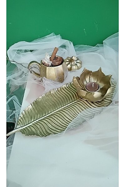 laydahobi Gold Yaprak Tabak Ve Mumluk