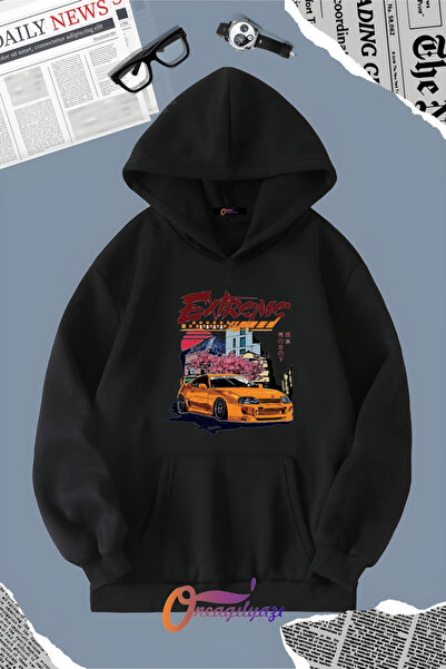 oneagılyazı سويت شيرت بطبعة إكستريم بغطاء للرأس