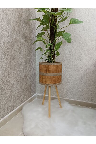 BLACK PEARL Bambu Ahşap Ayaklı Sepet/saksılık Naturel 45 Cm Ayak Boyu (20CM VEYA 39CM AYAK TALEP EDEBİLİRSİNİZ)