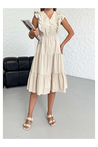 Elif Özbey Butik Πέτρινο φόρεμα βολάν