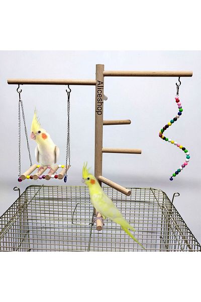 aliceshop Cockatiel - Paraket Cage, Play Platform with Perch and Swing