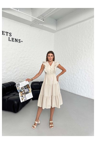 Elif Özbey Butik Πέτρινο φόρεμα βολάν