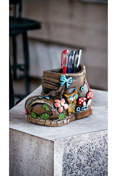 Atölye Dekupaj Ayakkabı Saksı Kalemlik