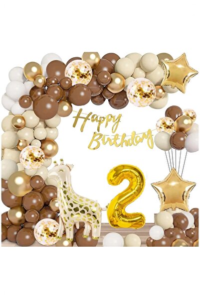 Bkmc Σετ πάρτι γενεθλίων 2 ετών Giraffe Foil Balloon Retro - Στολίδι