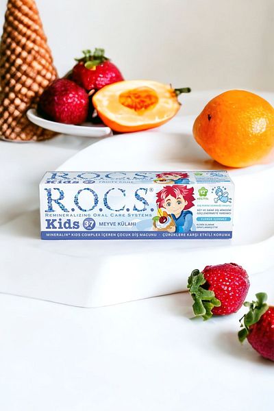 R.O.C.S. Rocs Kids 3-7 Years Old Toothpaste Fruit Fluoride Free 45g X 2 Pieces