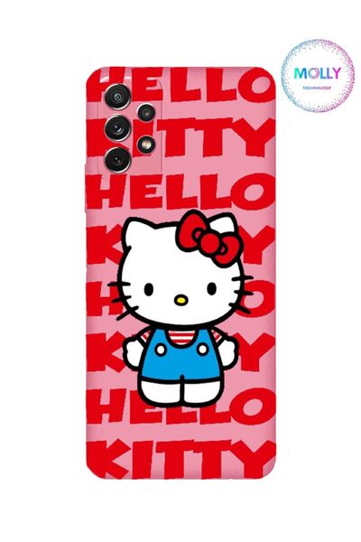Molly Samsung Galaxy A32 İçin Pembe Hello Kitty Desenli Silikon Kılıf