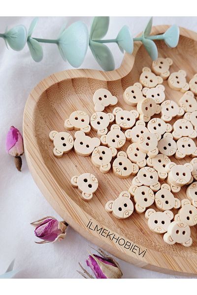 ilmekhobievi Wooden Button Model - 15 Pieces with a Size of 6mm