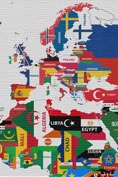 Dropcek eticaret Quality Canvas Wall Cloth with World Map Pattern - 4062