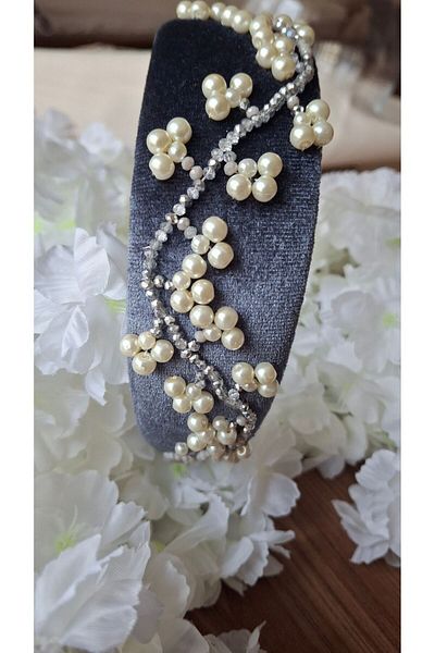 azra takı tasarım Women's Handmade - Hair Accessory and Pearl Detailed Crown