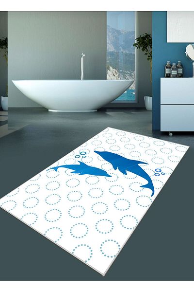 Ardizayn Dolphins - 70x120 cm Βαμβακερό υφαντό χαλί μπάνιου