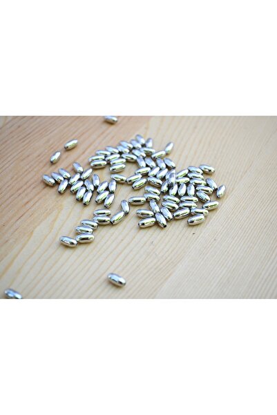 FlowerAksesuar 100 Adet - 3x6 mm Boru Boncuk, Metal Boru Boncuk, Metal Arpa B...
