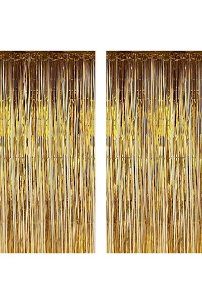 Öz-bal 2-piece Plain Golden Yellow - Door, Wall, Background and Back Curtain Adhesive Birthday Photo Curtain