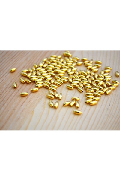 FlowerAksesuar 100 Adet - 3x6 mm Boru Boncuk, Metal Boru Boncuk, Metal Arpa B...