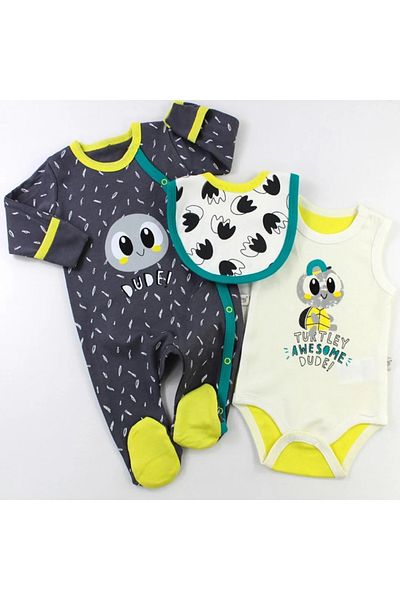 Bebelove Tospik Jumpsuit with Gloves for Baby Boy - 3 Pieces
