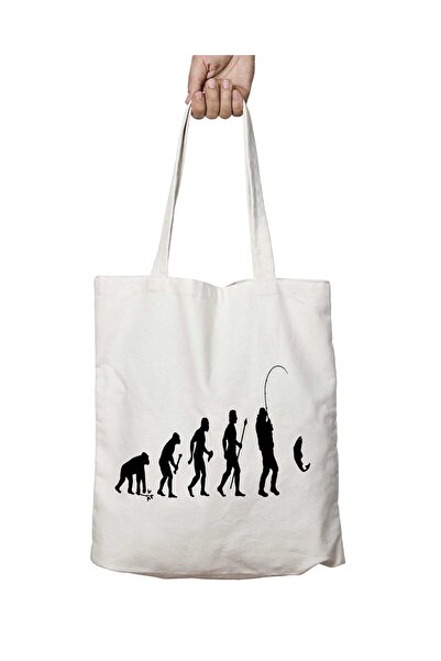 ART HEDİYE Evolution Of Man And Fishing - Geantă de umăr durabilă și lavabilă pe două fețe