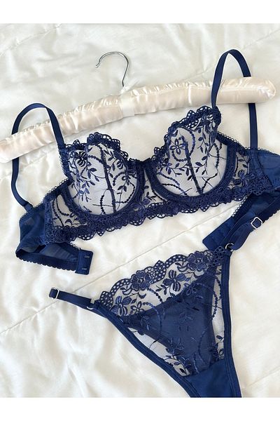 Feruzdesign Navy Blue Underwire Marte Bralet Set