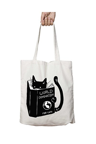 ART HEDİYE World Domination For Cats - Двостороння міцна та пральна сумка чер...