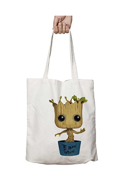 ART HEDİYE I'm Groot - Washable Permanent Shoulder Tote Bag, for School and B...