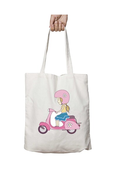 ART HEDİYE عطلة فيسبا خوذة للفتيات - حقيبة كتف مدرسية وشاطئية قابلة للغسل